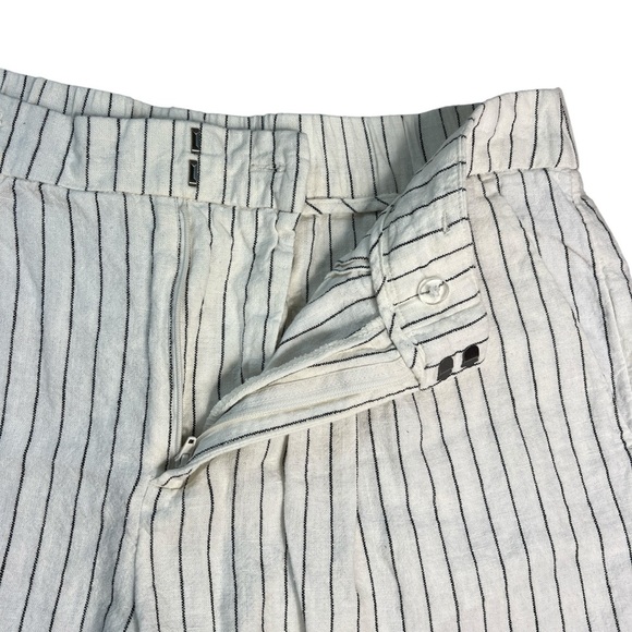 A New Day Linen Blend Striped High Waist Pleated Shorts Women’s Size 10 - Picture 4 of 7